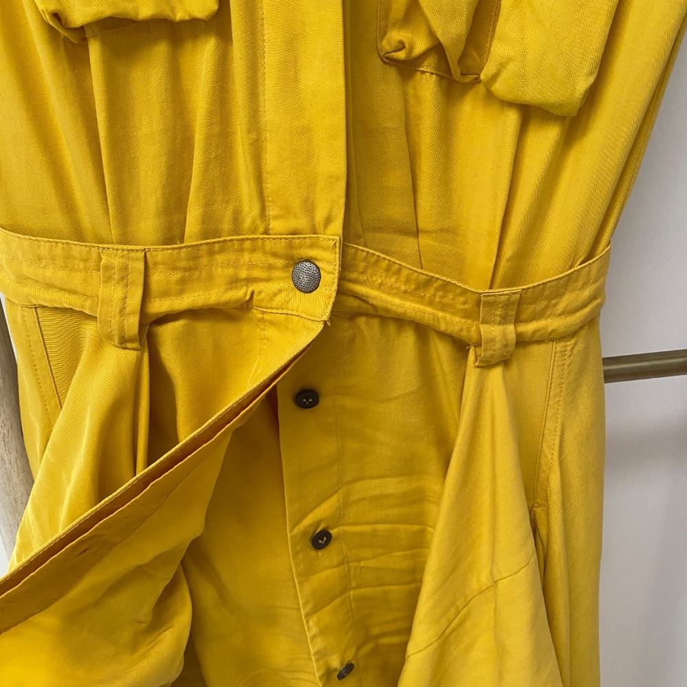 Diesel Mustard Sleeveless D-Giuditta Tie-Front Casual Rocker Dress Size XS Italy - Picture 10 of 16